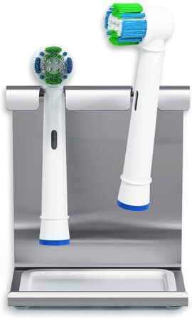 WIETRE Stainless Steel Brush Head Holder with Catch Basin | Fits Oral-B, iO, Philips Sonicare, Waterpik, Fairywill | Toothbrush Holder, Brush Head Holder (2 Pack)