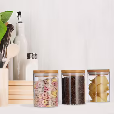 Relaxdays Set of 3 Glass Storage Containers, 600 ml