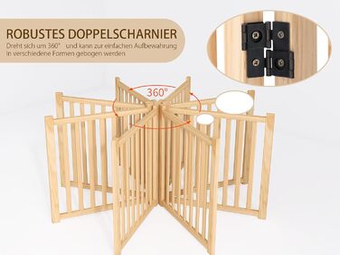 Двері для собак з дерева, розкладні, для кухні, коридору, вітальні, на сходи, кутова установка, підходять для собак малих та середніх порід, дерев'яного кольору, 2P 58см, загородження для собак (858)