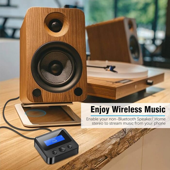 Bluetooth 5.1 Передавач/Приймач Аудіо: 2-в-1 Адаптер для ТВ, Стерео, AUX, RCA, з дисплеєм та низькою затримкою