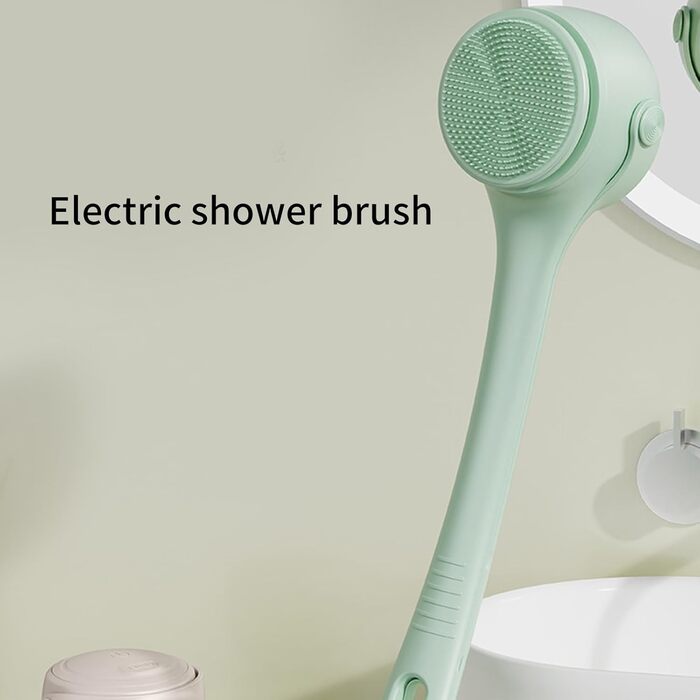 Multifunctional electric bath brush, shower brush, double handle, 4 interchangeable heads for cleaning