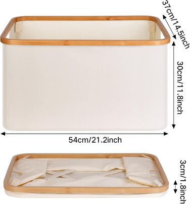 Efluky Foldable Laundry Basket 60L, Bamboo Fabric Foldable Storage Basket, Collapsible Storage Laundry Basket, Laundry Baskets for Bedroom Bathroom (Beige)