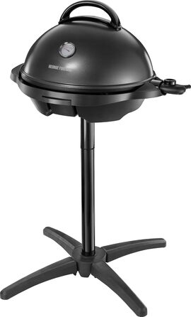 Електричний гриль George Foreman 2в1: напільний і настільний, для дому та балкона, круглий, 44,5 см, 2400 Вт, з термометром і піддоном для жиру, чорний