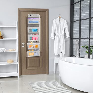 Організатор для підвішування з 5 прозорими кишенями, 2 гачками, для шафи, дверей, ванної, дитячої кімнати, вітальні, спальні. Організація простору. Абстрактний принт