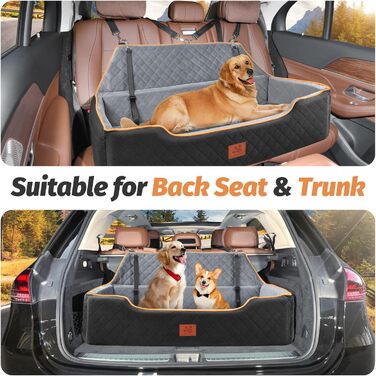 Зручне автоліжко для собак середніх та великих порід, автокрісло для собак Pet Booster, чорно-сірий колір, знімний та миючий чохол