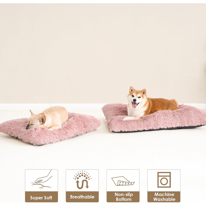М'яке ліжко для собак EHEYCIGA, 60x45 см, рожеве. Зручне, миється, з антиковзаючою основою. Ідеальне для маленьких собак.