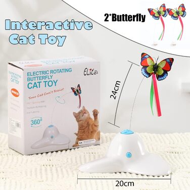 18 PCS Interactive Automatic Butterfly Cat Toy with Kitten Play Balls for House Cats Adults - 18 Pack Gift (Cream White)