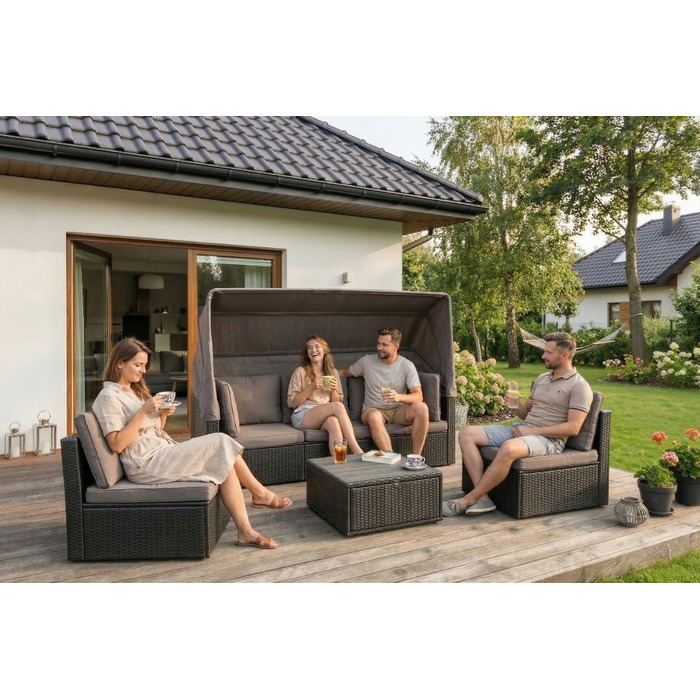 Комплект садових меблів із техноротанга MEBEL ELITE, чорний, 4 предмети