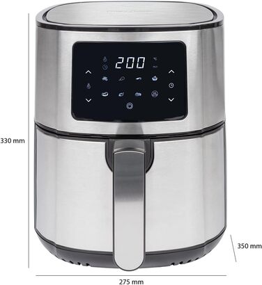 Аерофритюрниця ProfiCook 5,5 л, 1400 Вт, нержавійка, LED, 7 програм, без олії, для картоплі та нагетсів