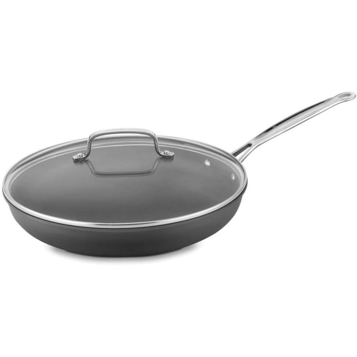 Cuisinart Chef's Classic Crepe Pan, 10 inch, Hard-Anodized, Black, 623-24 (Pan with Lid)