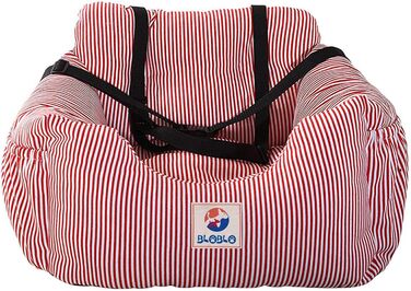 Автокрісло для собак Bloblo – для маленьких та середніх собак, цуценят. З кишенькою та страхувальним ременем. Зручне та безпечне автоліжко (Червоний, смужки)