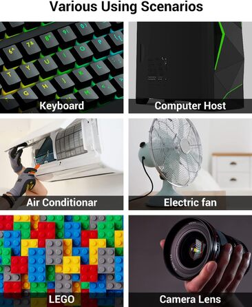 Електричний пилосос для повітря з HD-дисплеєм - Air Duster 200000 RPM з LED-підсвічуванням, міні-фен з акумулятором, спрей стисненого повітря для чищення ПК, повітряний пилосос для клавіатури, дому, вулиці, авто, W06 (чорний)