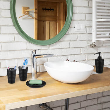 Relaxdays 5-Piece Bathroom Set Stainless Steel Black