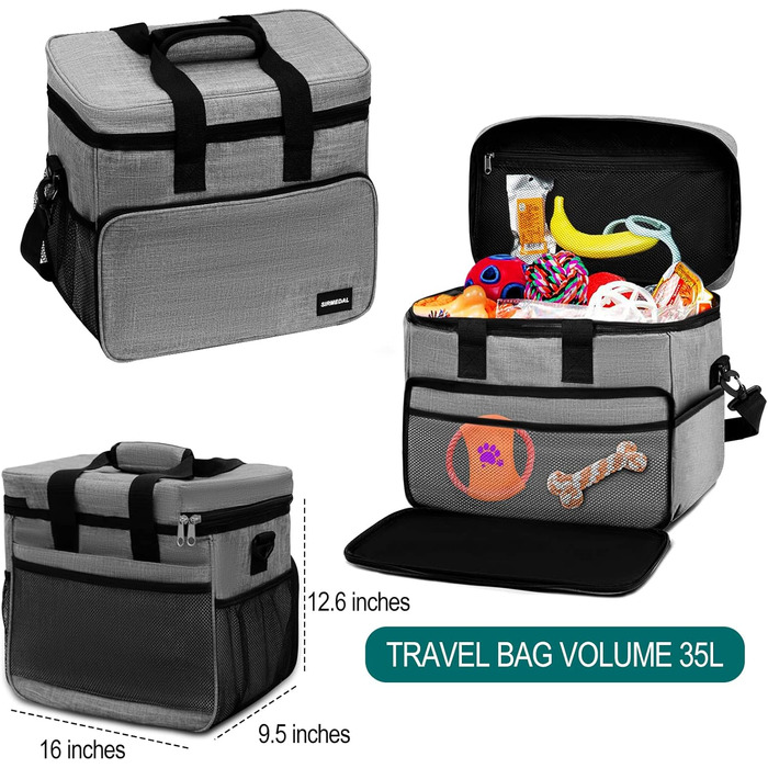 Набір для подорожей з собакою: великий рюкзак, 2 годівниці, контейнери для їжі (Сірий XL)