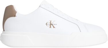 Чоловічі кросівки Calvin Klein Cupsole з товстою підошвою, шнурівка, шкіра (40 EU, білий, світло-білий, пустельний тауп)