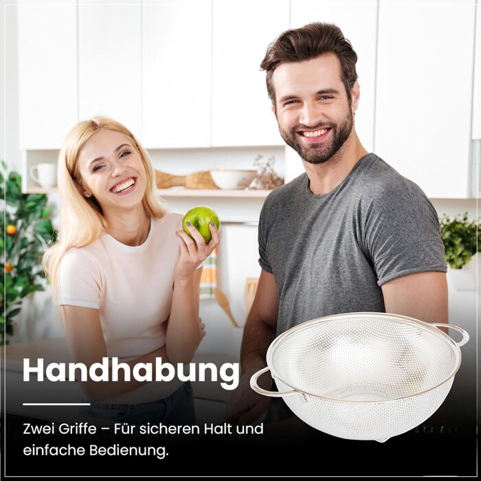 Німецьке сито з нержавіючої сталі з ручками – міцне кухонне сито для макаронів, овочів та іншого, стабільне та довговічне