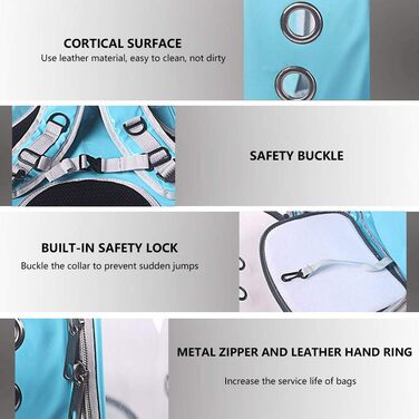 Рюкзак-переноска для котів та собак, рюкзак для тварин, рюкзак-капсула для подорожей, блакитний, з сіткою