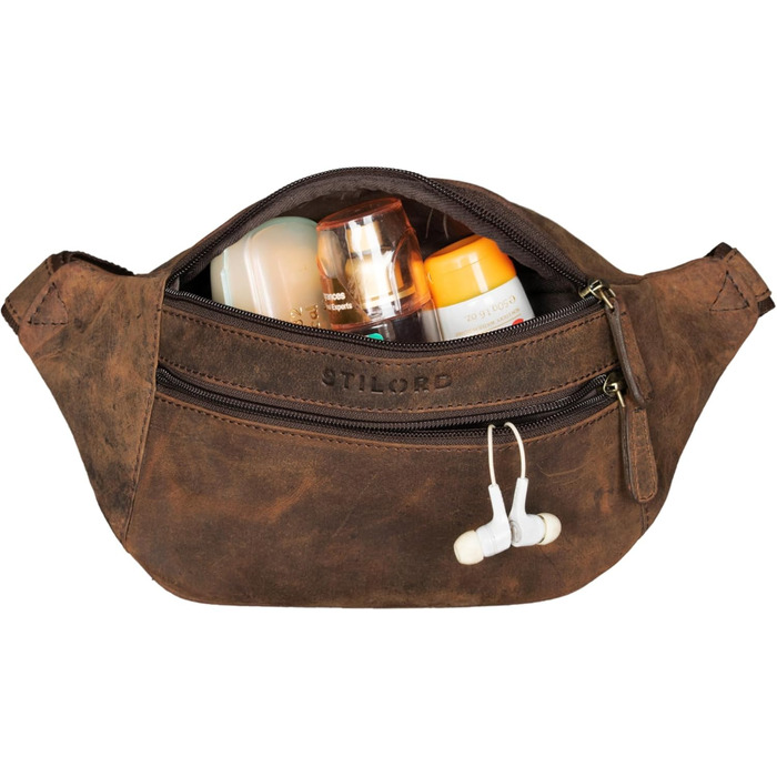 STILORD 'Marian' поясна сумка з натуральної шкіри вінтаж для чоловіків/жінок - бананка/грудна сумка для телефону, косметики, камери, подорожей, вечірок, концертів, фестивалів, колір коньяк, глянцева (Colorado - коричнева)