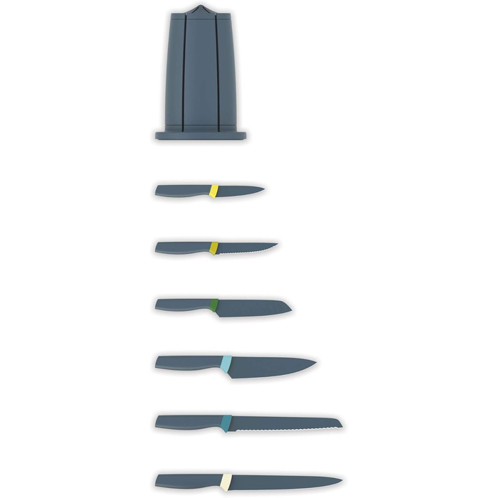 Joseph Joseph Elevate - 6-Piece Knife Block Set with Rotating Stand, Stainless Steel Blades, Opal