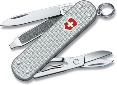 Мультитул Victorinox Classic SD Alox – Швейцарський ніж, 5 функцій, сріблястий, з напилком
