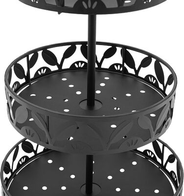 Багатоярусна підставка для фруктів Susoso, 3 яруси, чорна, 28.5x46.5 см