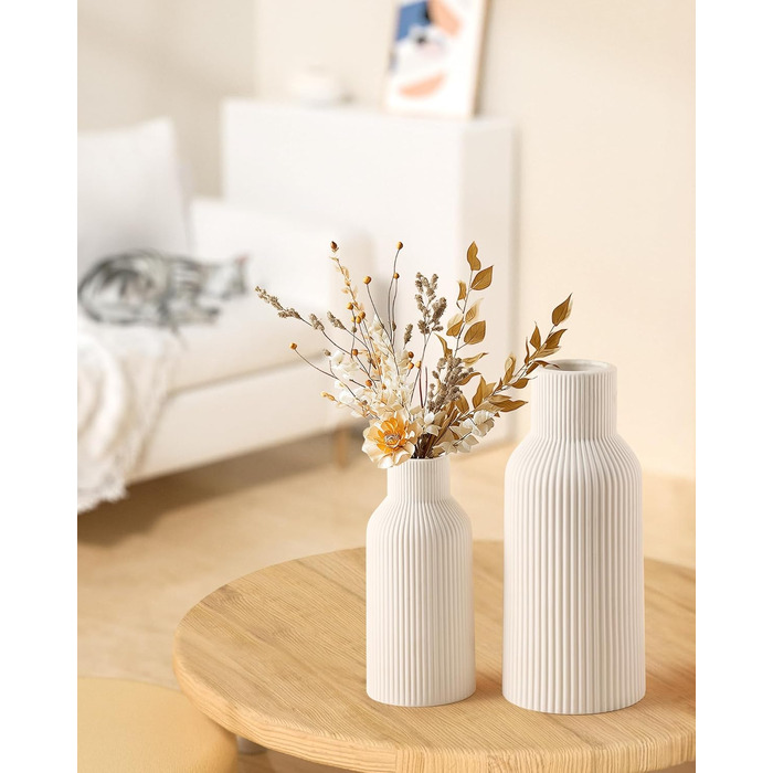 YEEBECA Modern Desk Vase - Scandinavian Style Table Decor for Pampas Grass & Flowers - Living Room Vase