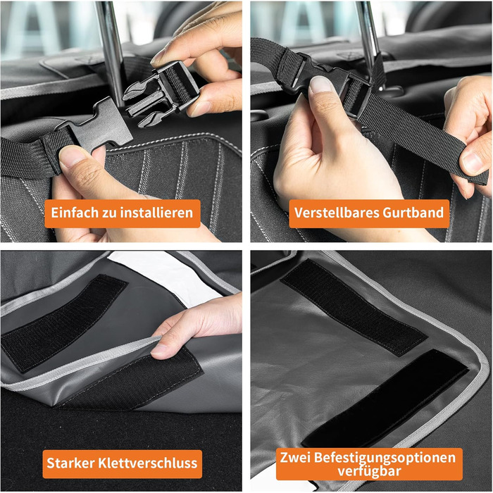 Захист для багажника авто Toozey для собак – Ultraleichte Hundedecke, універсальний, водовідштовхувальний, міцний, з боковим захистом та великими кишенями, швидкий монтаж, XL, чорний з сірою кромкою