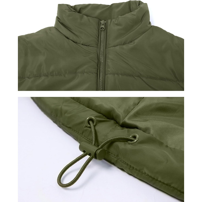 Зимова жилетка для жінок великого розміру, стегана, легка, з високим коміром, без рукавів, з утеплювачем, пуховик, куртка з кишенями, армійний зелений XL