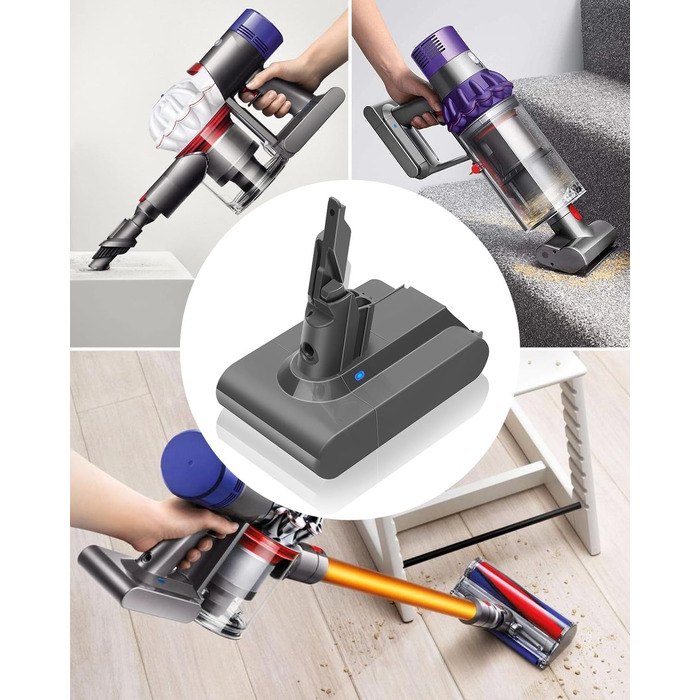 Акумулятор Waitley V7 6000mAh для пилососів Dyson V7 (SV11, Absolute, Animal, Motorhead, Trigger, Car+Boat, Fluffy, HEPA, Mattress) з 2 фільтрами
