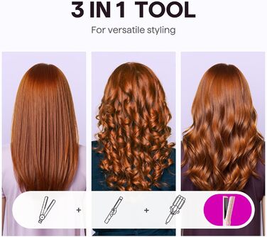 Wavytalk Airstyler: 2-в-1 випрямляч та локонова зачіска з охолодженням 360°, рожевий, нагрівання за 30 секунд