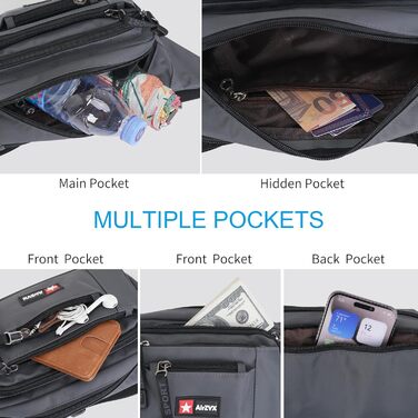 Водонепроникна поясна сумка-бананка для чоловіків та жінок. Багатофункціональна сумка на пояс з блискавкою. Підходить для подорожей, походів та активного відпочинку (Сірий)