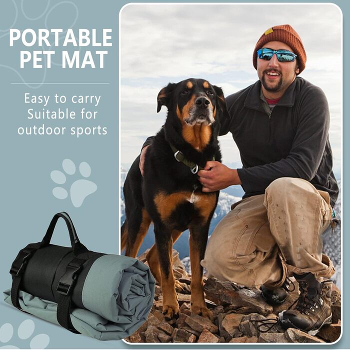 Килимок для собак та котів WESKIFAN: водонепроникний, портативний, 58 x 86 см, сірий