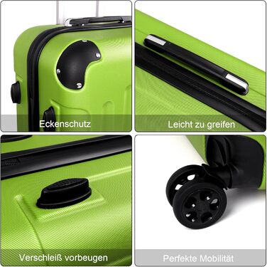 Чемодан ручної поклажі TANTOI: жорсткий корпус, телескопічна ручка, кодовий замок, зелений (M)