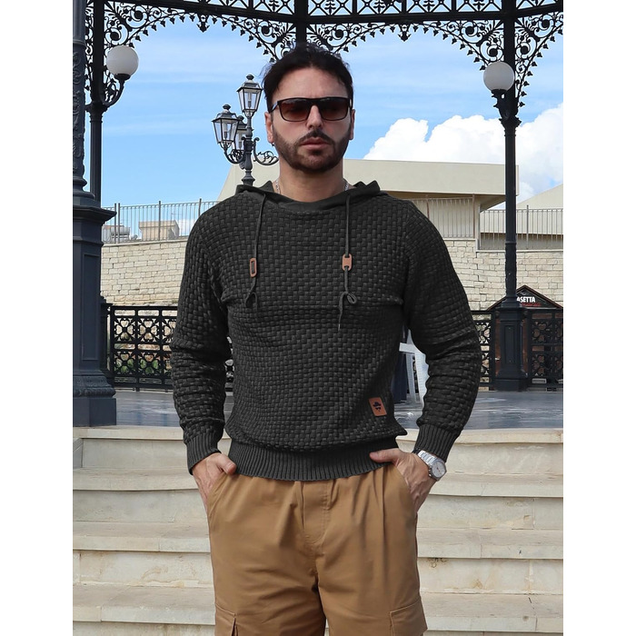 Пуловер чоловічий TARAINYA з капюшоном, теплий светр з довгим рукавом, чорний, XL