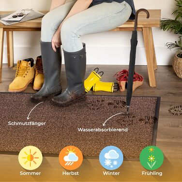 Привітальний килимок BLADO для дому та вулиці, протиковзкий та зносостійкий, коричневий, 60x80 см