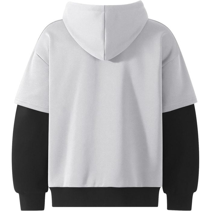 Чоловіча толстовка з капюшоном RUIZEHONG з блискавкою, блоковий колір, з кишенями, повсякденна, біло-чорна, розмір XL