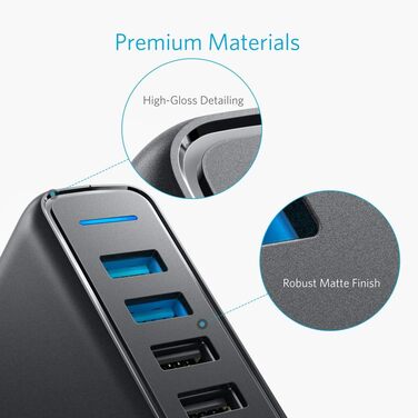 Зарядний пристрій Anker PowerPort Speed 5 63W 5 портів USB з Quick Charge 3.0 та Power IQ для Samsung, iPhone, iPad