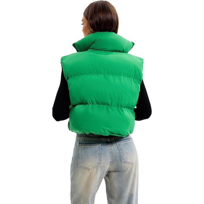 Стежка Daen з коміром-стійкою, блискавкою, коротка, тепла, з підкладкою, пуфер, жіноча куртка (зелений, M)
