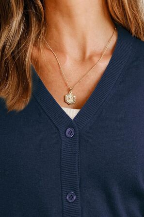 Жакет Arach&Cloz з вовняної суміші, в'язаний, V-подібний виріз, елегантний кардиган, короткий рукав, з ґудзиками, повсякденний топ (A-navy, XXL)