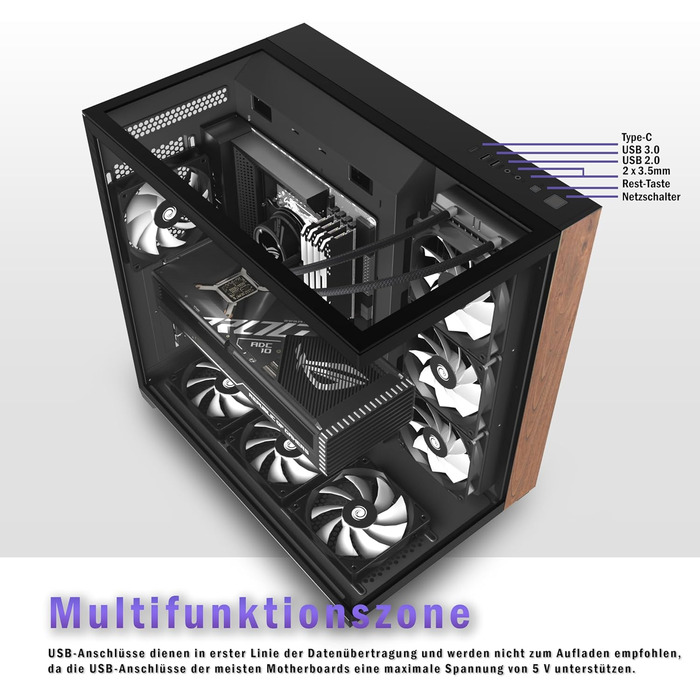 Корпус для ПК ANSAITE P7: Mid-Tower з 6 PWM ARGB-вентиляторами, скляна панель 270°, Type-C, чорний