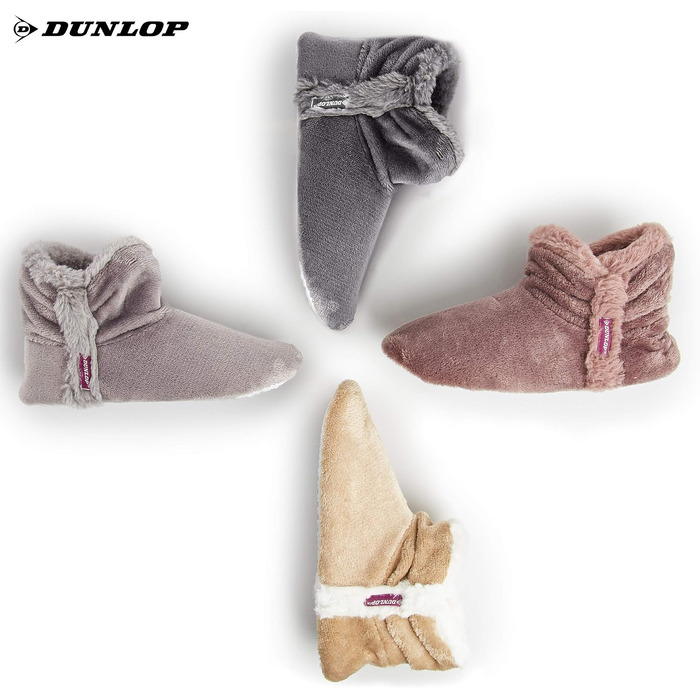 Жіночі зимові капці-чоботики DUNLOP з ефектом пам'яті Memory Foam, теплі плюшеві домашні тапочки протиковзні, темно-сірі (розмір 40 EU)