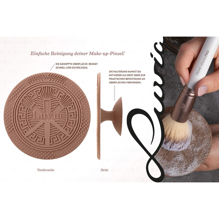 Luvia Prime Vegan Pro Makeup Brush Set - 12 Brushes, Blender Sponge, Cleaning Mat - Pearl & Coffee