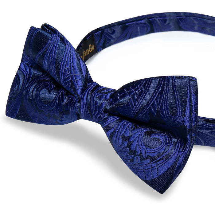 Метелик чоловічий DiBanGu Seide Paisley синій (королівський) з нагрудною хустинкою, шпилькою, запонками, готовий до весілля, вечірки, випускного
