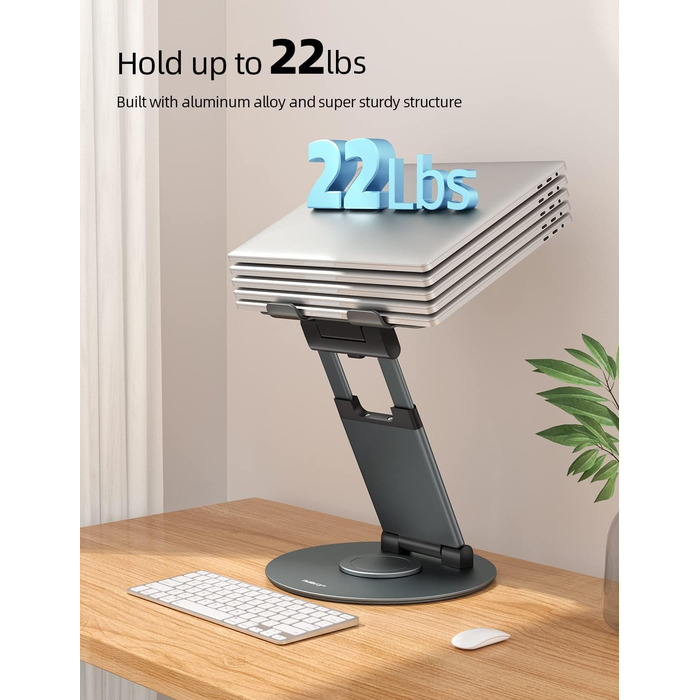 NULAXY Adjustable Laptop Stand - 360° Swivel Base, Height Adjustable up to 20