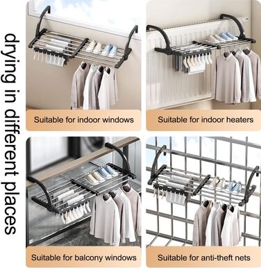 Висувна сушилка для білизни з нержавіючої сталі, турбо-тип, 6 крил, 3 рівні, для дому та вулиці, 64-110 см