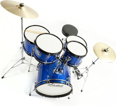 Fame 5-Piece Drum Set Blue: Комплект барабанів з бас-барабаном, томами, малим барабаном, фурнітурою та стільчиком, з аксесуарами та паличками