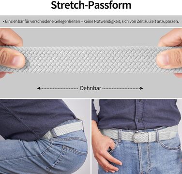 Жіночий/Чоловічий тканинний ремінь Tangchao з плетіння, еластичний, 3.3 см, довжина 90-135 см, білий