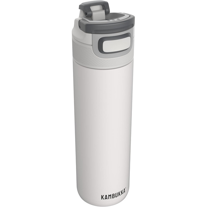 Kambukka Stainless Steel Water Bottle - Insulated Thermos with Snapclean Lid - Dishwasher Safe, Easy Grip (600ml, Chalk White)