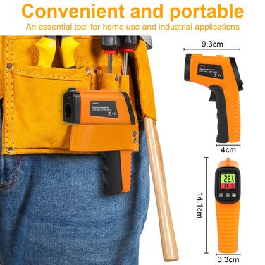 Інфрачервоний термометр HOTUT, безконтактний лазерний пістолет для вимірювання температури -58°F~1022°F (-50°C~550°C), з термометром для м'яса, для приготування їжі/барбекю/промисловості, НЕ для вимірювання температури тіла людини