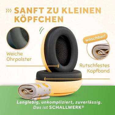 Schallwerk Mini+ (Dusty) - Навушники-захисники для малюків (жовті) - Шумоізоляційні навушники для дітей преміум-якості
